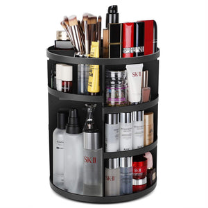 Skin Care Organizer Black Cosmetic Storage Box 360 Degree Rotating Desktop Dressing Table Lipstick Rack Explosive