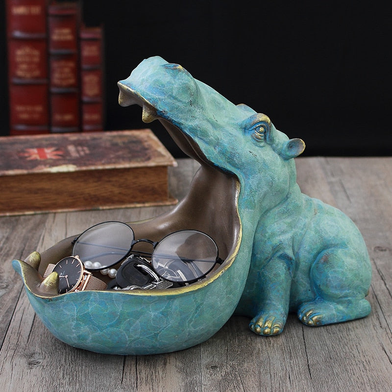 3D Hippo,Statue,Home Decoration Accessories,Desk,Sculpture,Storage Box,Table Decor,Figurine Miniature,Animal Decorative Art