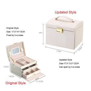 Large PU Leather Jewelry Box Jewelry Storage Case Velvet Organizer Drawer Earring Ring Necklace Gift Display Jewellery Casket