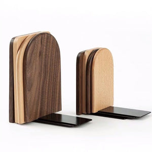 Sharkbang 2pcs/Pair Walnut Solid Wood Book Holder Shelf Desk Books Storage Organizer Bookends School Stationery Supplies