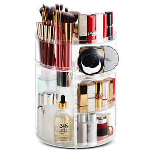 Skin Care Organizer Black Cosmetic Storage Box 360 Degree Rotating Desktop Dressing Table Lipstick Rack Explosive