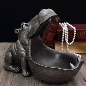 3D Hippo,Statue,Home Decoration Accessories,Desk,Sculpture,Storage Box,Table Decor,Figurine Miniature,Animal Decorative Art