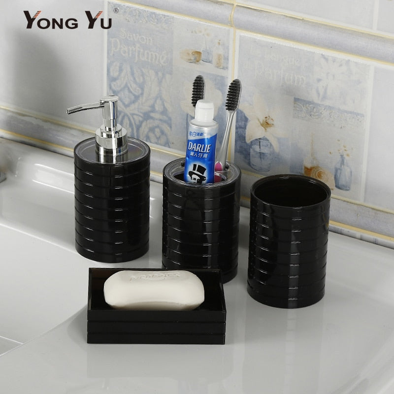 Set of 4 Plastic Bathroom Accessories Set Toothbrush Holder Toothpaste Dispenser Case Soap Box Toilet Shower Storage