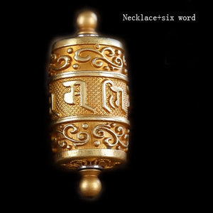 Tibet Buddhism Surangama Mantra Rotatable Pendants Necklace Sanskrit Amulet Necklace Six Words Wheel Men Storage Case Jewelry