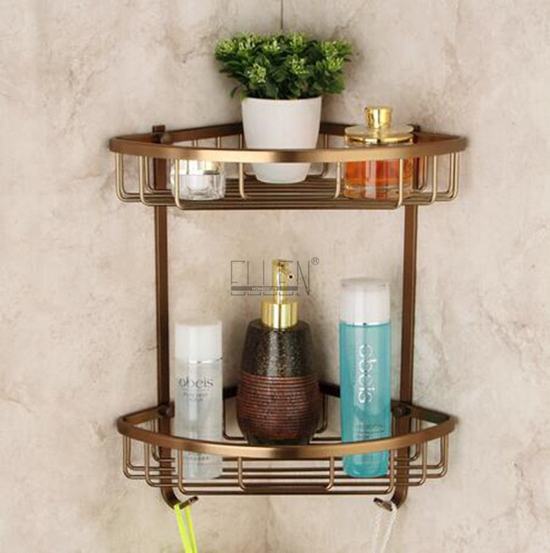 Bath Corner Shelf Antique Bronze Bathroom Shower Shelf Shampoo Holder Shelves  Storage Shelf Rack Bathroom Basket Holder EF2301