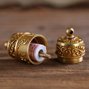 Tibet Buddhism Surangama Mantra Rotatable Pendants Necklace Sanskrit Amulet Necklace Six Words Wheel Men Storage Case Jewelry