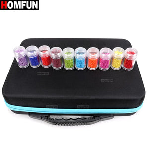 HOMFUN 60 Bottles Diamond Painting Box Tool Container Storage Box Carry Case Holder Hand Bag Zipper Design Shockproof Durable