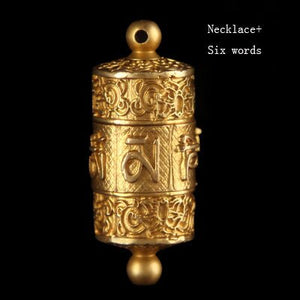 Tibet Buddhism Surangama Mantra Rotatable Pendants Necklace Sanskrit Amulet Necklace Six Words Wheel Men Storage Case Jewelry