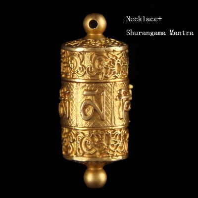 Tibet Buddhism Surangama Mantra Rotatable Pendants Necklace Sanskrit Amulet Necklace Six Words Wheel Men Storage Case Jewelry