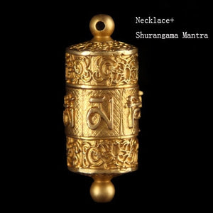 Tibet Buddhism Surangama Mantra Rotatable Pendants Necklace Sanskrit Amulet Necklace Six Words Wheel Men Storage Case Jewelry