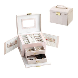 Hot Sale Luxury Jewelry Box Organizer Large PU Leather Drawer Jewellery  Earring Ring Necklace Storage Case Girls Gift Casket