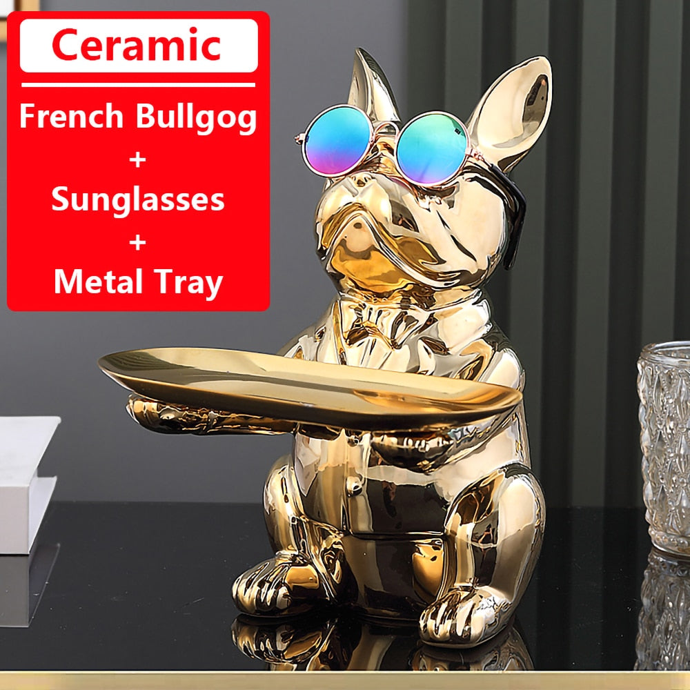 Cool Bulldog,Statue,Table Decoration,Fashion Sculpture,Home Room Decor,Multifunction,Desk Storage,Figurine Miniature,Coin Bank