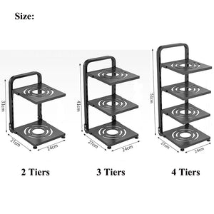 Home Organization And Storage Pot Rack For Kitchen Organizer Adjustable Pots Shelves Countertop Under Sink Dishes Pans 4 Tiers