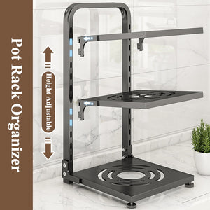 Home Organization And Storage Pot Rack For Kitchen Organizer Adjustable Pots Shelves Countertop Under Sink Dishes Pans 4 Tiers